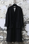 AVIVA JIFEI XUE 24 Autumn and Winter Black Wool Linen Satin Long Kimono Coat AJX-FW24-LKC-BWLS-HEI Black